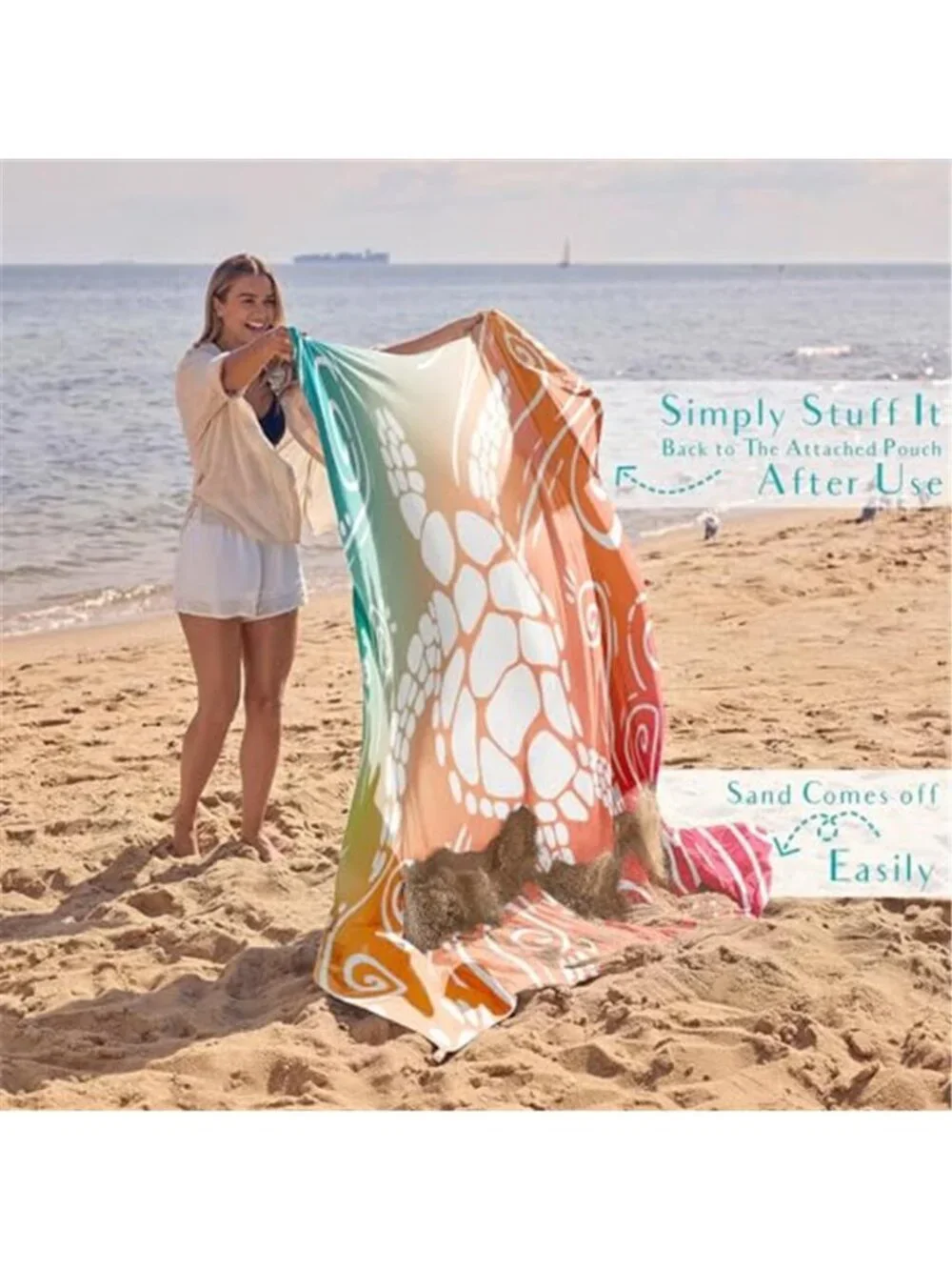 Extra Large Beach Blanket Sandproof Waterproof Picnic Camping Mat Sea Turtle